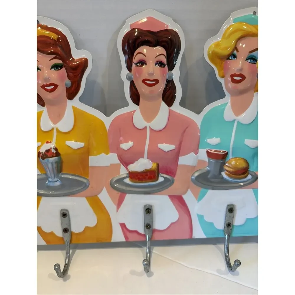 Rare STELLA'S DINER HANDY HOOKS 50'S WAITRESS CARHOP DIE-CUT 1988 ( Modified )